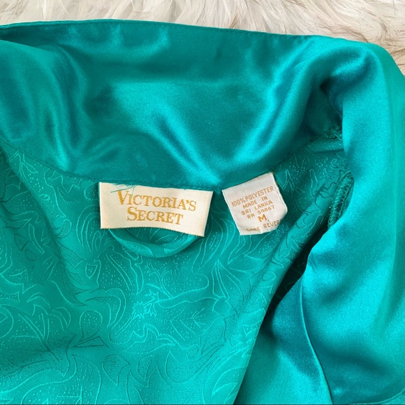 Vintage Victoria’s Secret Gold Label long teal satin robe - Picture 2 of 3